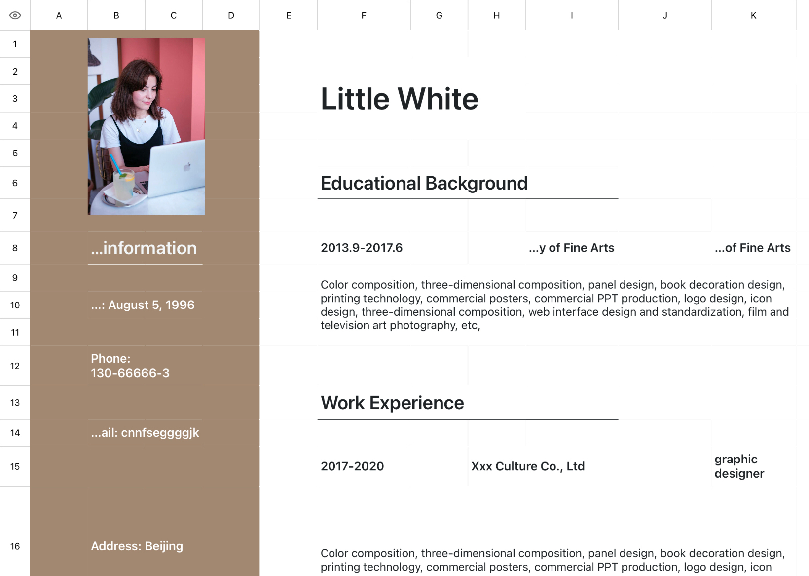 Resume of Graphic Designer